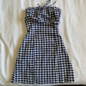 UO blue plaid print mini dress